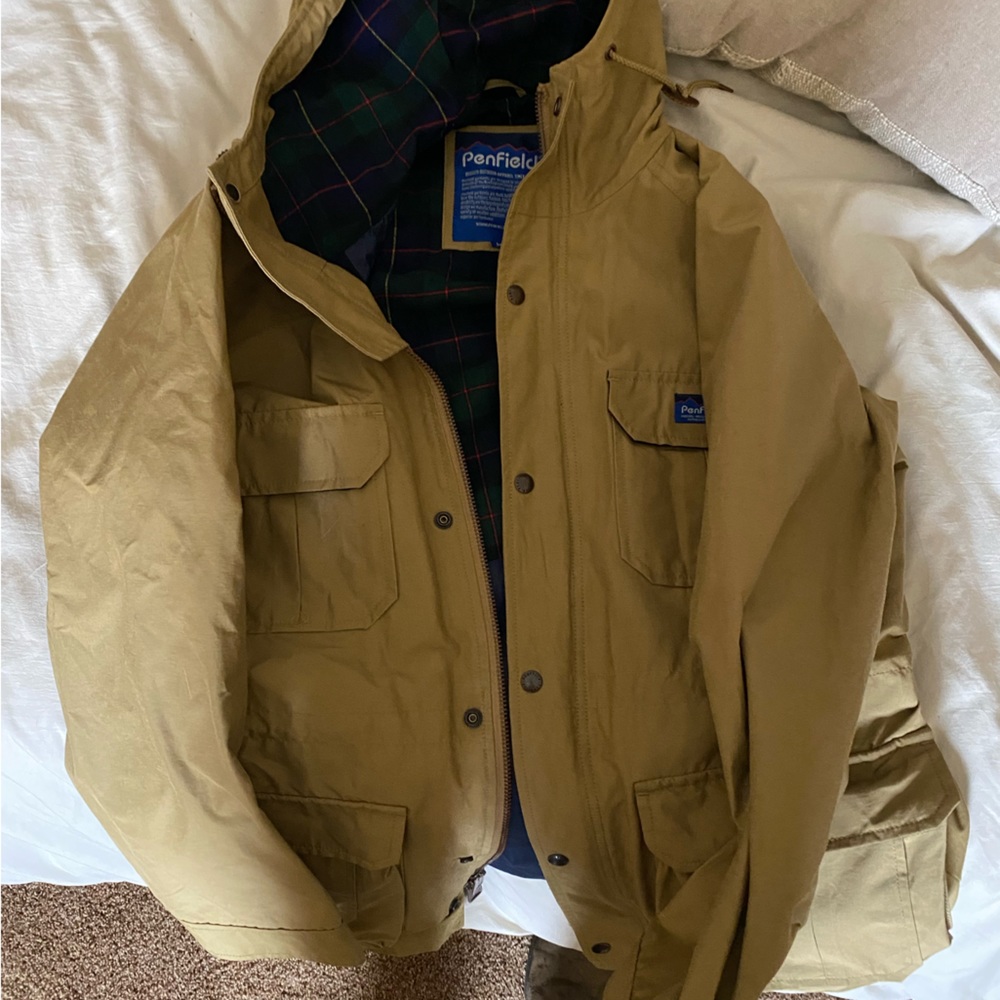 Penfield Tan rain jacket with flannel lining